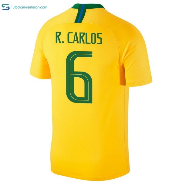 Camiseta Brasil 1ª R.Carlos 2018 Amarillo
